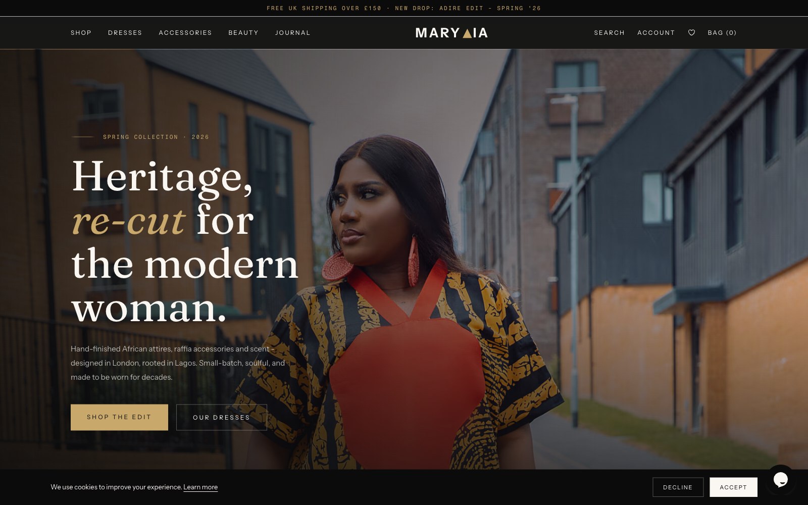 Marymia — African Fashion E-commerce Brand — live homepage screenshot