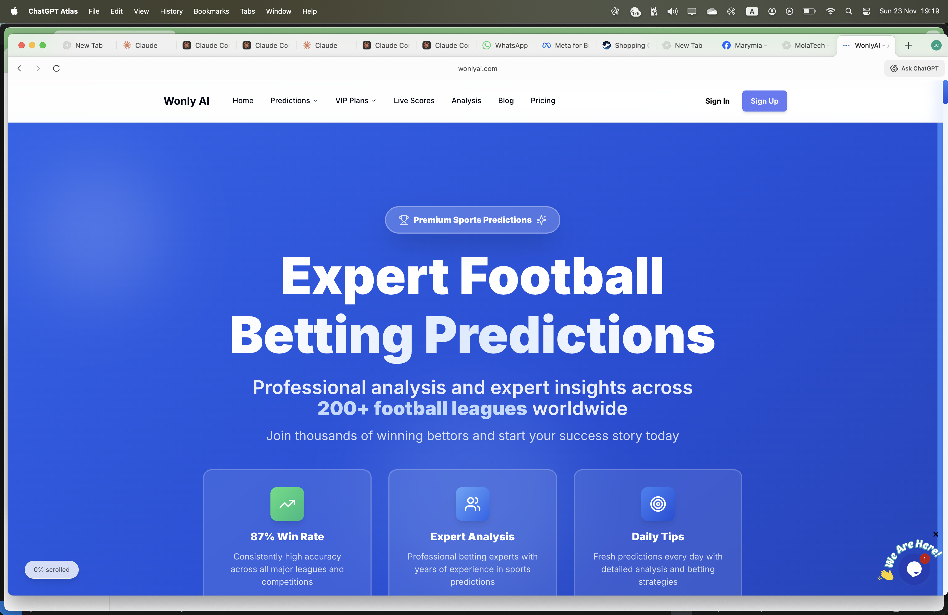 Wonly AI - Sports Predictions Platform